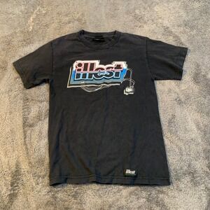 Illest Mens Graphic T-Shirt Black Short Sleeve Crew Neck Neon Logo Small